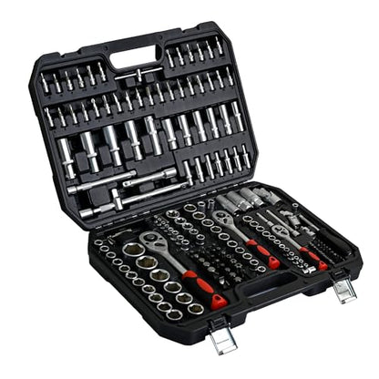 171PCS Tool Set, Socket & Ratchet Wrench Tool Kit, Home Auto Repair Tool Set with Portable Toolbox, Complete Tool Box Set Hand Tool Set, Mechanic Tool Set for DIY Enthusiasts & Mechanics - color: 171pcs - Black