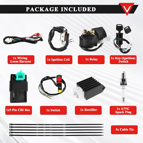 PRO BAT 50cc 70cc Pit Dirt Bike Wiring Harness Kit 5-Pin AC CDI Box - color: Multicolored