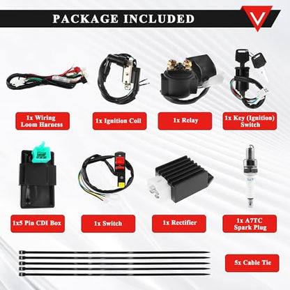 PRO BAT 50cc 70cc Pit Dirt Bike Wiring Harness Kit 5-Pin AC CDI Box - color: Multicolored