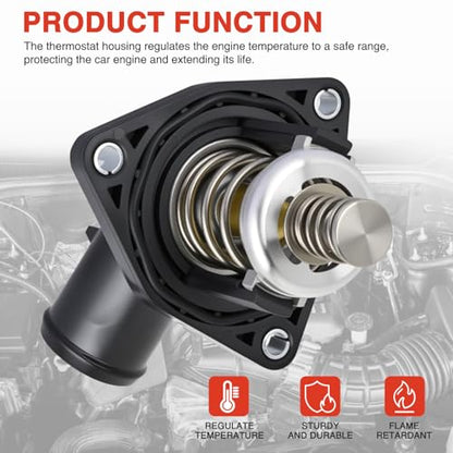 Nilight Thermostat Housing Assembly Fit for Cadillac Escalade 2015-2020 Chevy Silverado Tahoe Suburban GMC Sierra Yukon 2014-2020 Engine Coolant Thermostat Housing for Car 902-2090 815-207 12674639