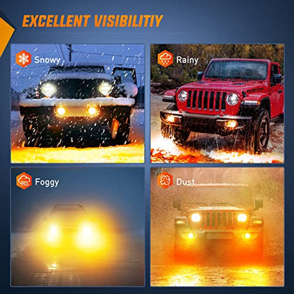 Nilight 4 Inch LED Fog Light Assembly Compatible with 2007-2018 Wrangler JK - color: JK Fog Light Amber 2Pcs