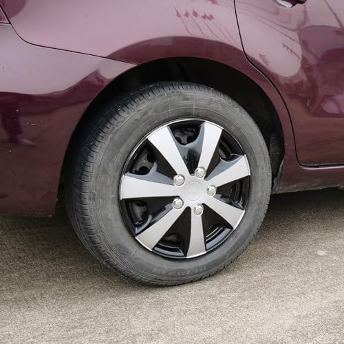 Hubcaps 15 Inch 4 Pcs Wheel Covers Compatible with 15in Cars SUV - color: 5051-Silver & Black-15