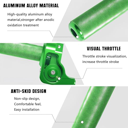 Motorcycle Throttle Assembly,7/8" Quick Twist Throttle Grips with Throttle Cable Aluminum Alloy Universal for CRF KLX SSR TTR 110 125 150 250cc Dirt Pit Bike ATV Mini Bike - color: Green