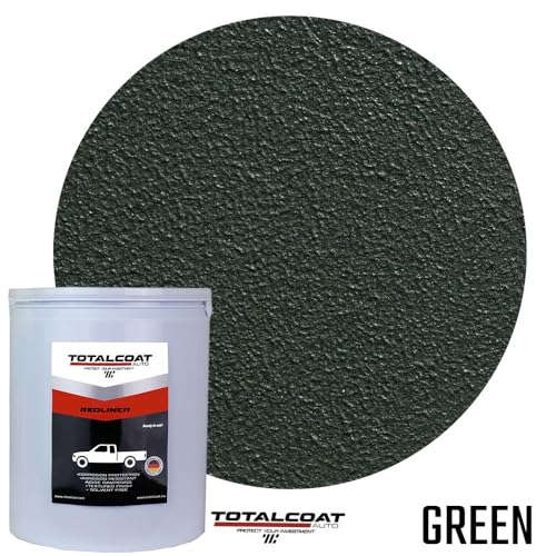 Roll On Truck Bed Liner Paint; Heavy Duty Coating Protection for Box Trucks, Pickups, Cargo Vans (1 Gallon Kit, Green) - color: Green