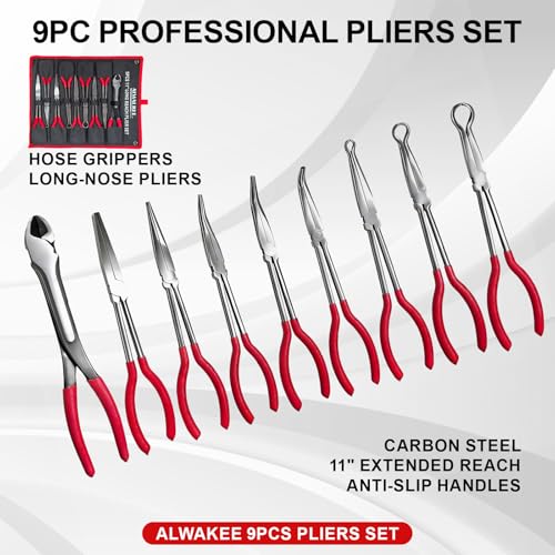 9-Piece 11" Long Reach Needle Nose Pliers Set