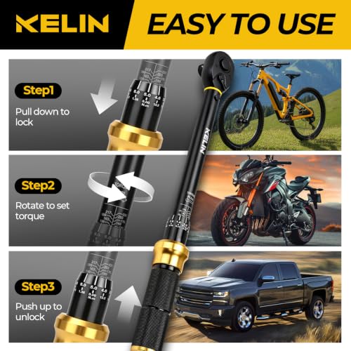 KELIN 12PCS Click Torque Wrench Set 1/4" 3/8" 1/2" ±3% Accuracy