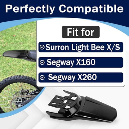 Rear Fender for Surron Light Bee X/S and Segway X160/X260, Back Fender for E-Dirt Bike - Plastic - style: Black