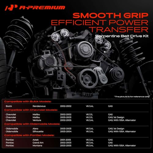 A-Premium Engine Serpentine Belt Drive Kit with Tensioner & Idler Pulley