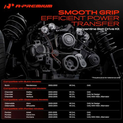 A-Premium Engine Serpentine Belt Drive Kit with Tensioner & Idler Pulley