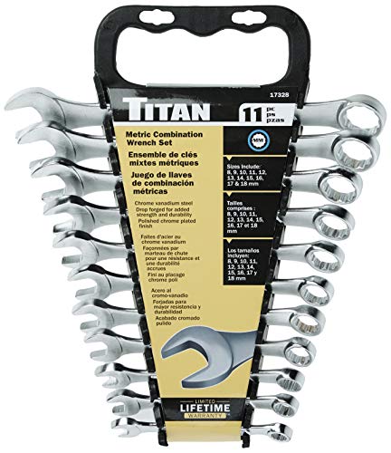 Titan 17328 11-Piece Metric Raised Panel Combination Wrench Set - size: (Pack of 1)