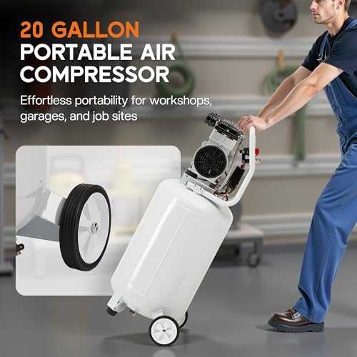 Albott 20 Gallon Electric Air Compressor, 1.8 HP Vertical Wheeled Tank - style: 20 Gal