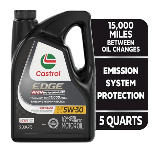 Castrol EDGE High Mileage 5W-30 Advanced Full Synthetic Motor Oil, 5 Quarts - size: 5 Quarts