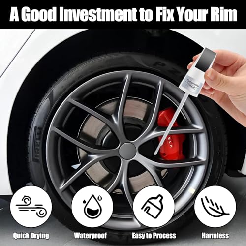 Rim Touch Up Paint(Gunpowder) for Tesla Model Y/3/S/X - color: Gunpowder(Fits for Model Y 19"/ Model Y 21"/ Model 3 20"/ Model S 21"/ Model X 20"/ Model X 22")