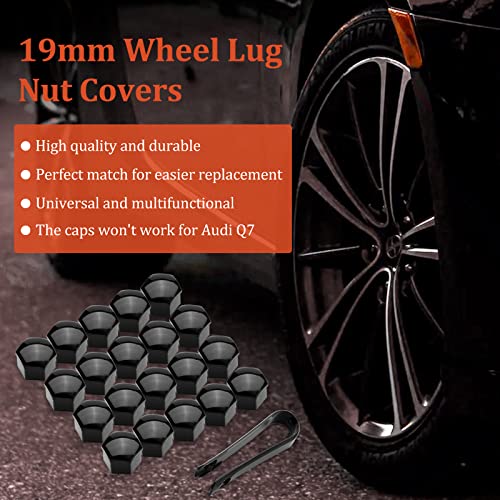 AOIT 20PCS Lug Nut Covers - 3/4'' Wheel Nut Bolt Cover Caps, 19mm Hexagonal Nut Covers with Removal Tool, Wheel Bolt Dust Caps Compatible with Au di, Auto Rims Nut Exterior Protection, Black - color: Black, size: 19mm