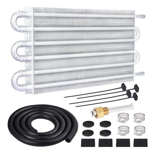 EVIL ENERGY 5/16" Transmission Oil Cooler, 6 Pass Tube and Fin Cooler Kit Universal Aluminium Silver - color: Silver, size: 6 Pass