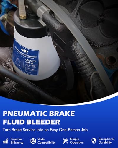 OMT Pneumatic Vacuum Brake Bleeder, 1.06qt Fluid Extractor & 8 Adapters