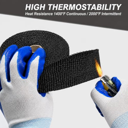Automotive Exhaust Header Wrap Kit, 2 in x 50 ft, Black - color: Black, size: 2 in x 50 ft