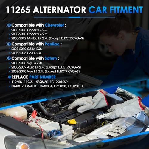 Car Alternator 11265 125A Fit for Chevy-Malibu Cobalt - size: #11265N, 11265 Alternator