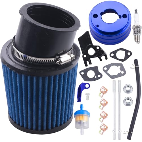 High Performance Upgraded Air Filter adapter Intake Spark Plug Kit for Predator 212cc 6.5 Hp Engine Mini Bike Go Kart Racing（Blue） - color: blue, size: Without carburetor