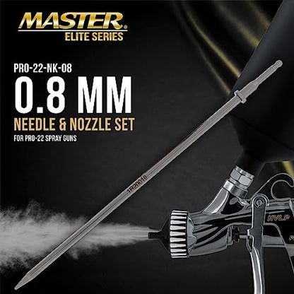 Master Elite PRO-22 Series 0.8 mm Needle, Fluid Nozzle and Air Cap Set Only - size: 0.8