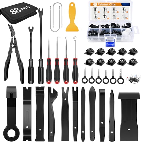 GOOACC 88Pcs Trim Removal Tool Auto Push Pin Bumper Retainer Clip Set - color: 88Pcs Clips Removal Kit Black