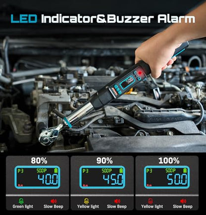 Seesii 3/8" Digital Torque Wrench, 0-162 ft-lb/0-220 N·m, ±2% Accuracy