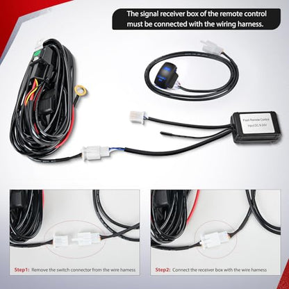 Nilight 14AWG Remote Wiring Harness Wireless Strobe 5Pin Switch 1Lead - color: 14AWG-1 Lead Remote +Flash +5PIN Switch