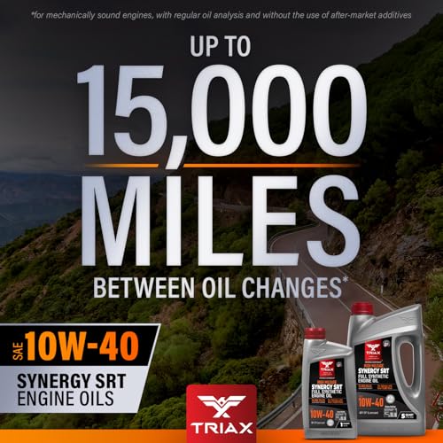 TRIAX Synergy SRT 10W-40 - Full Synthetic, Friction Modified Engine Oil - 20K Miles, API SP Licensed, 3x Wear Protection - Nano Boron and Moly Friction Modified (5 Quart - 3 Pack) - size: 5 Quart - 3 Pack