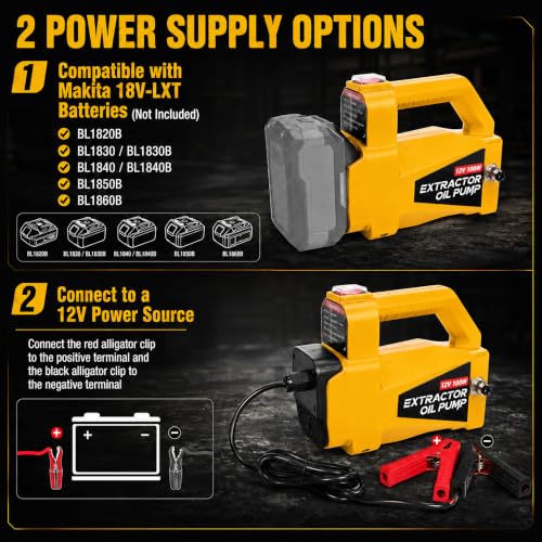 Oil Transfer Pump 12V 100W, Engine Oil Extractor Pump - color: Yellow