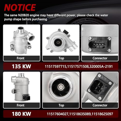 Electric Engine Water Pump W/Aluminum Thermostat Compatible with BMW