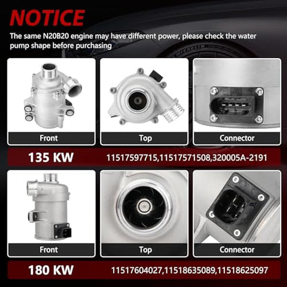 Electric Engine Water Pump W/Aluminum Thermostat Compatible with BMW