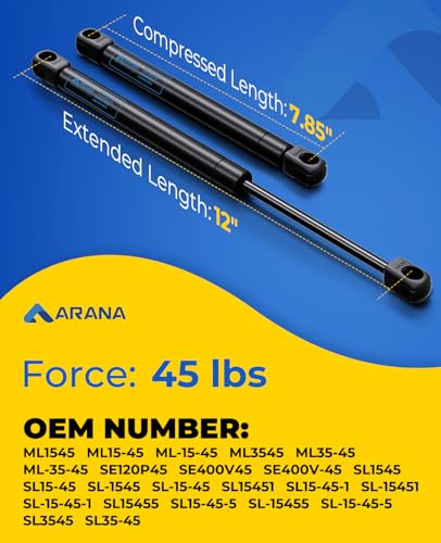 ARANA ML1545 12 inch 45lb Gas Struts for Weatherguard Toolbox, 2Pcs - size: 12IN 45LB