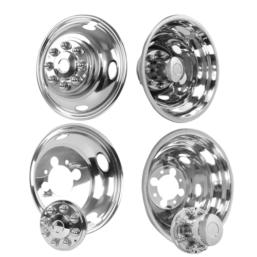 hightall 17 Wheel Simulators, 17" 8 Lug 5 Hand Holes Stainless Steel Hubcaps,Polished Surface,2Pcs Front Wheel/2Pcs Rear Wheel,Bolts On Wheel Cover Set Compatible with 2003-2018 Dodge Ram 3500 - size: 17”For 2003-2018 Dodge Ram 3500