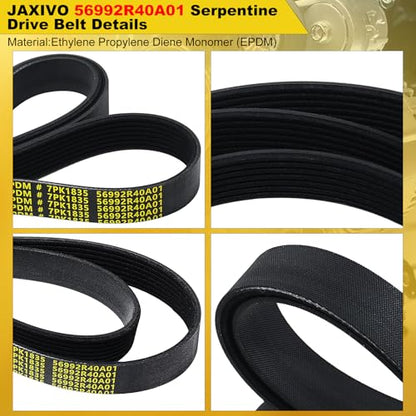‎‎56992R40A01 Serpentine Belt V-Ribbed Drive Belt Compatible with 2008-2012 Accord EX/EX-L/LX/LXP LXS 2.4L L4,2011-2012 Accord SE 2.4L L4 Gas,Replace 7PK1835,1070723 72.24" Length - size: 7PK1835-1835mm
