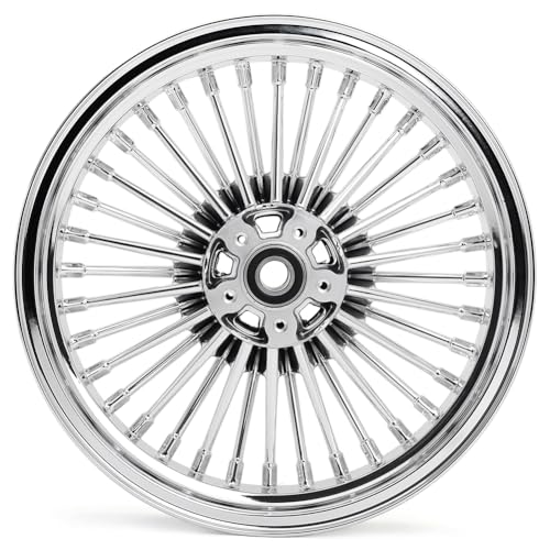 TOFR 18x3.5 16x3.5 Chrome Fat Spoke Wheels For Harley Touring Baggers 00-08 - color: Chrome, size: Front:18x3.5 Rear:16x3.5