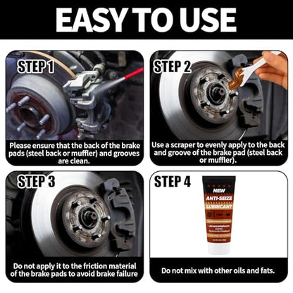 Copper Anti-Seize Brake Caliper Grease & Thread Lubricant - High Temp Copper Antiseize Compound Prevents Noise, Seizes - Use for Brake Pins, Bolts, Spark Plugs, Automotive Application - 1oz Tube 1Pack - color: 1 oz