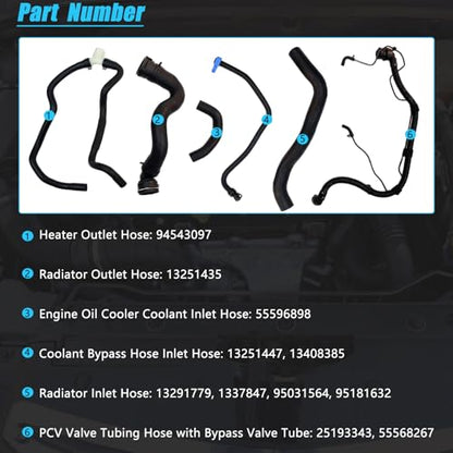 AUCERAMIC Engine Radiator Coolant Set Fit 2011-2016 for Chevy Cruze 1.4L