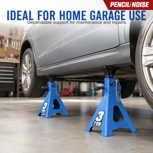 Car Jack Stands with Double Locking Pins and Large Foot Base, 3 Ton Capacity, Automotive Lifting Stand, Light Blue, 1 Pair - color: Light Blue