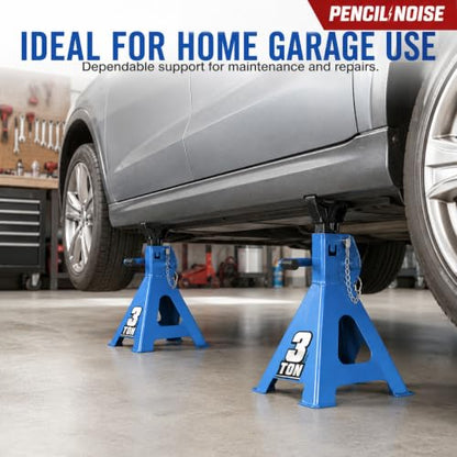 Car Jack Stands with Double Locking Pins and Large Foot Base, 3 Ton Capacity, Automotive Lifting Stand, Light Blue, 1 Pair - color: Light Blue