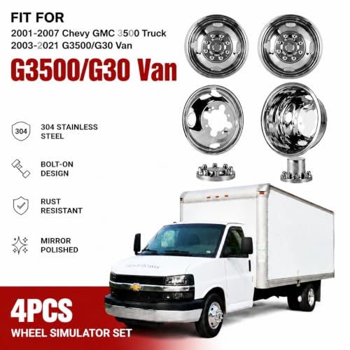4X 16 Wheel Simulators For 01-07 Chevy GMC 3500 Truck 03-21 G3500/G30 Van - size: 16"#4