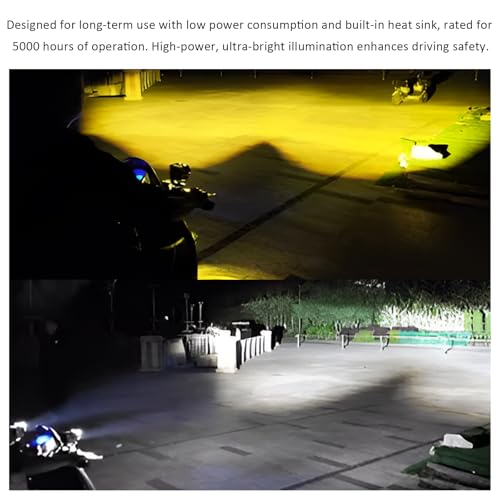 2 PCS Motorcycle LED Driving Fog Lights, 12W 12-80V White/Amber Motorcycle Spotlights with 2 ON-ON-OFF Switches, Waterproof Auxiliary Headlight for Cars Trucks Motorcycles
