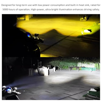 2 PCS Motorcycle LED Driving Fog Lights, 12W 12-80V White/Amber Motorcycle Spotlights with 2 ON-ON-OFF Switches, Waterproof Auxiliary Headlight for Cars Trucks Motorcycles