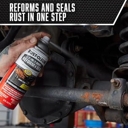 Rust-Oleum Stops Rust 2-in-1 Rust Reform & Seal Coating Spray, Black - size: 12 Ounce (Pack of 6), style: Aerosol