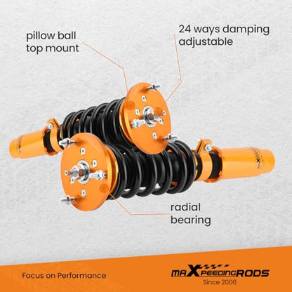 maXpeedingrods Coilover for BMW Z4 E85 Roadster 2003-2009, for BMW Z4 E86 Coupe 2006-2009, 24 Levels Damper Adjustable Coilovers Suspension Kit, Height Adjustable Lowering Kits Gold