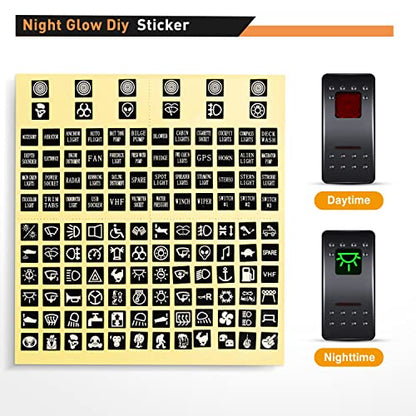 Nilight 4 Gang Rocker Switch Panel SPST On Off 5PIN Electrical Toggle Red - color: Red, size: 4 Gang