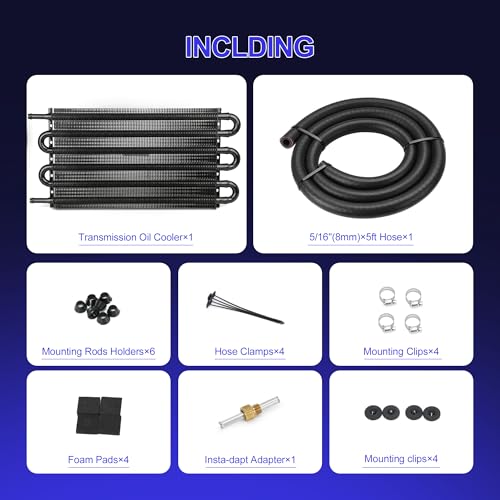 Oil Cooler 6 Pass Aluminium Transmission Cooler,5/16" Universal 6 Rows