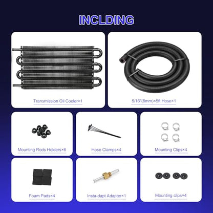 Oil Cooler 6 Pass Aluminium Transmission Cooler,5/16" Universal 6 Rows
