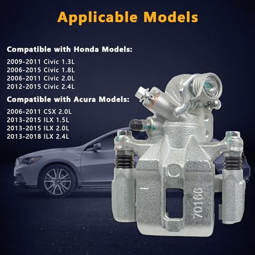 2 Pcs Brake Calipers w/Bracket Fit for 2006-2015 Honda Civic 2006-2018 Acura CSX ILX, Driver and Passenger Side Disc Brake Calipers Replace for 19B3298 19B3299 - size: 19B3298+19B3299