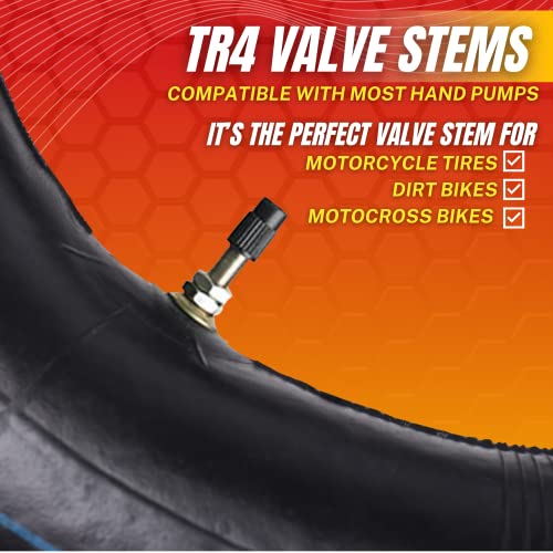 (2-Pack) 100/90-19 (4.10 x 19) Motorcycle Inner Tubes - 19" Dirt Bike Natural Rubber Tubes - Pinch and Puncture-Resistant Tubes - TR4 Valve Stems - Designed for Off-Road and Motocross Tires - size: 100/90-19 (4.10 x 19)