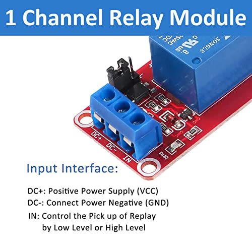 4pcs DC 5V Relay Module - 1 Channel Relay Switch Board with Optocoupler Isolation, High or Low Level Trigger - color: 5V-4pcs